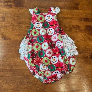 Christmas Donut RicRac Ruffles bubble ruffle snowman size 3T